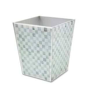 NEW MacKenzie-Childs Sterling Check Glass Waste Bin